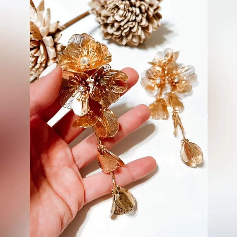 Flower statement  earrings M113 - Picture 6 of 7